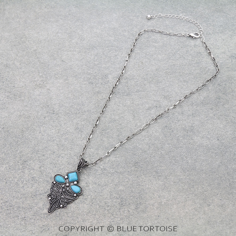 Western Boot Stitch Stone Necklace