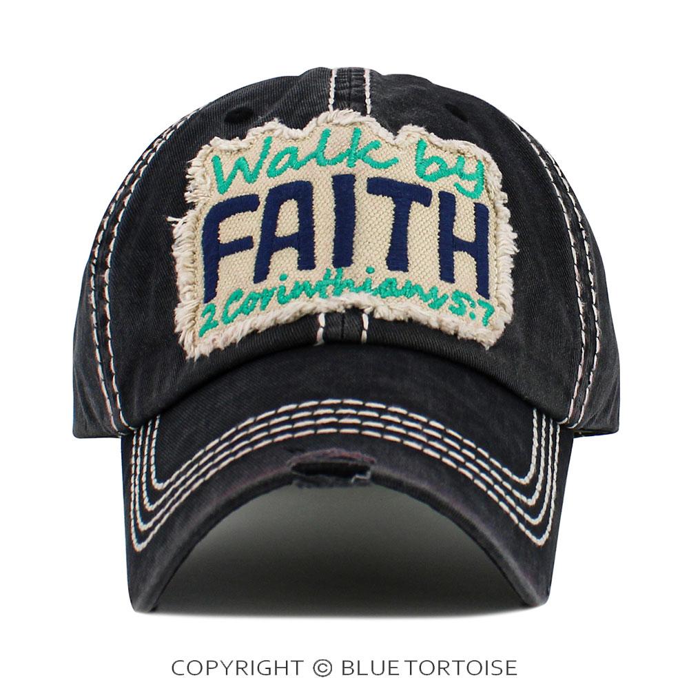 "Walk By Faith" Washed Vintage Ball Cap