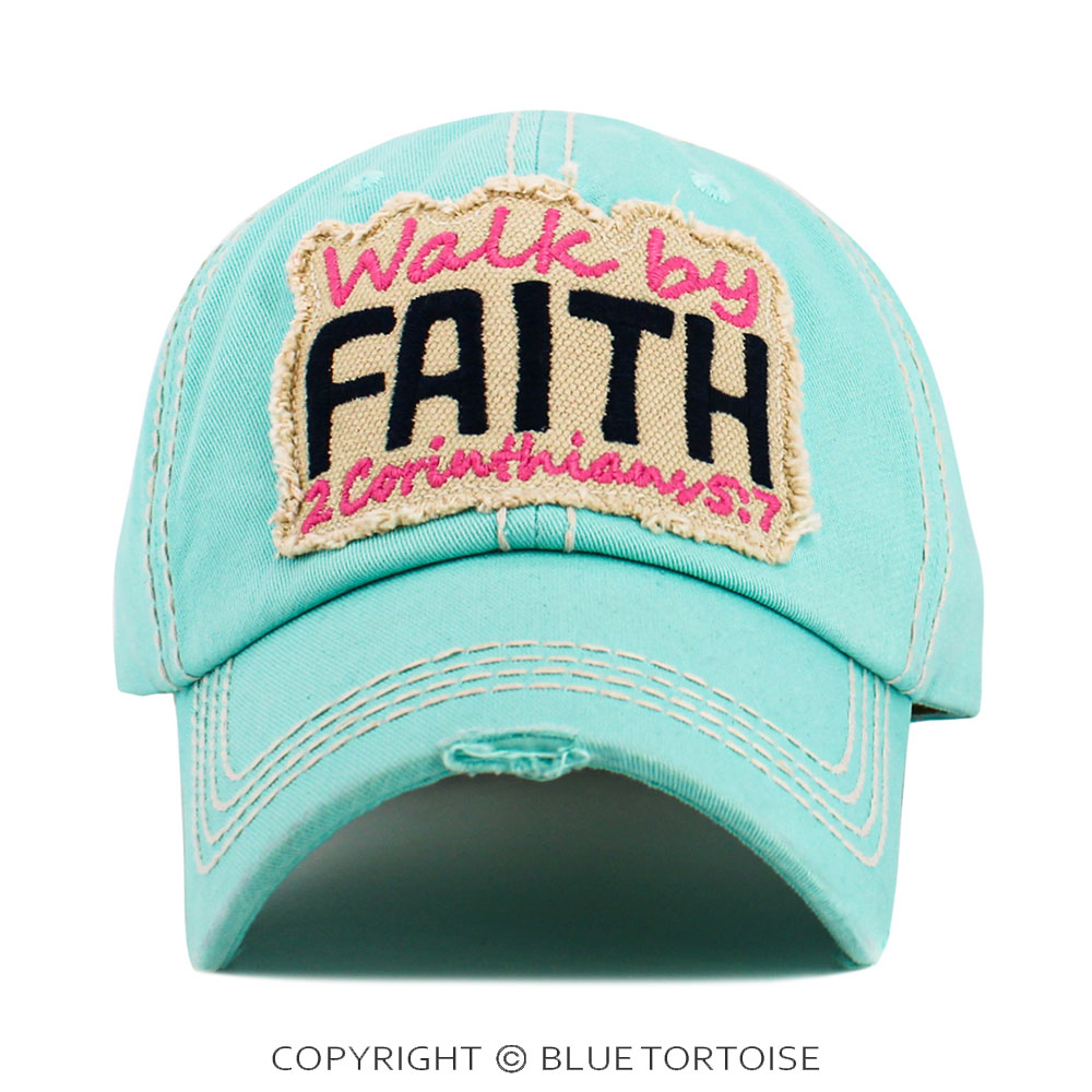 "Walk By Faith" Washed Vintage Ball Cap