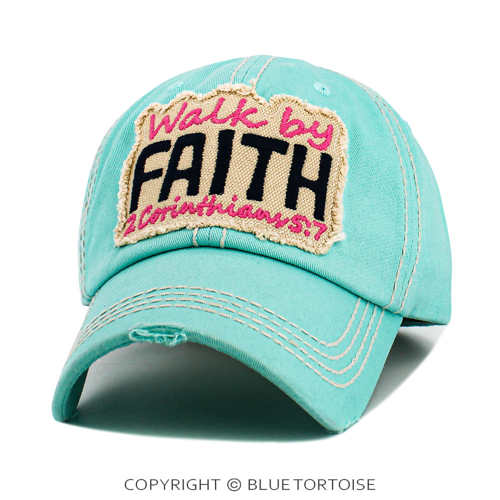 "Walk By Faith" Washed Vintage Ball Cap - Image 2