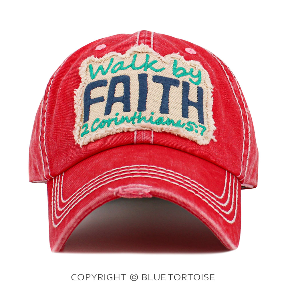 "Walk By Faith" Washed Vintage Ball Cap