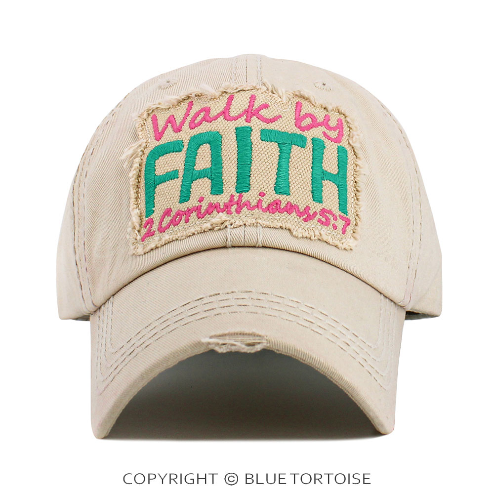 "Walk By Faith" Washed Vintage Ball Cap