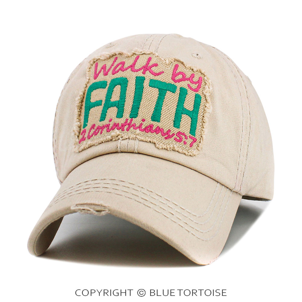 "Walk By Faith" Washed Vintage Ball Cap - Image 2