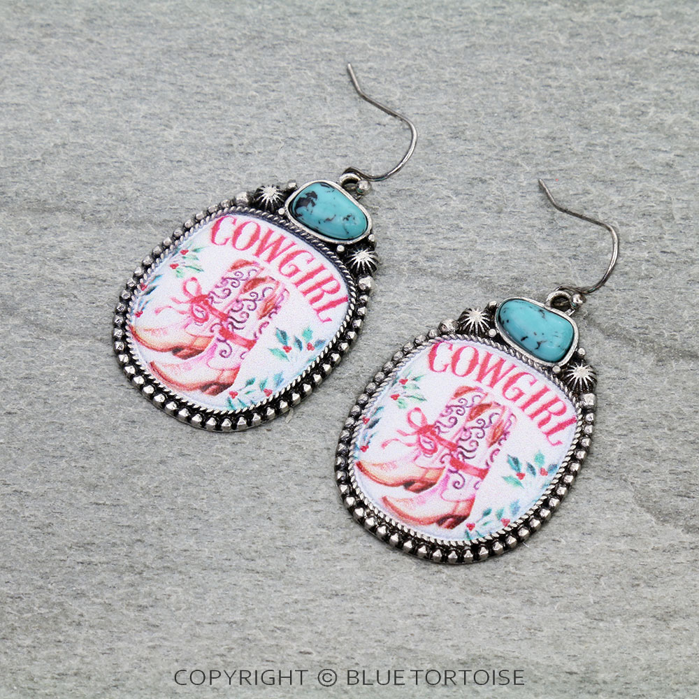 Christmas Boot Print Dangle Earrings