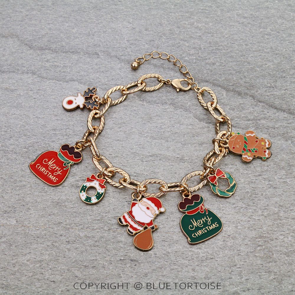 Christmas Epoxy Multi Charm Link Bracelet