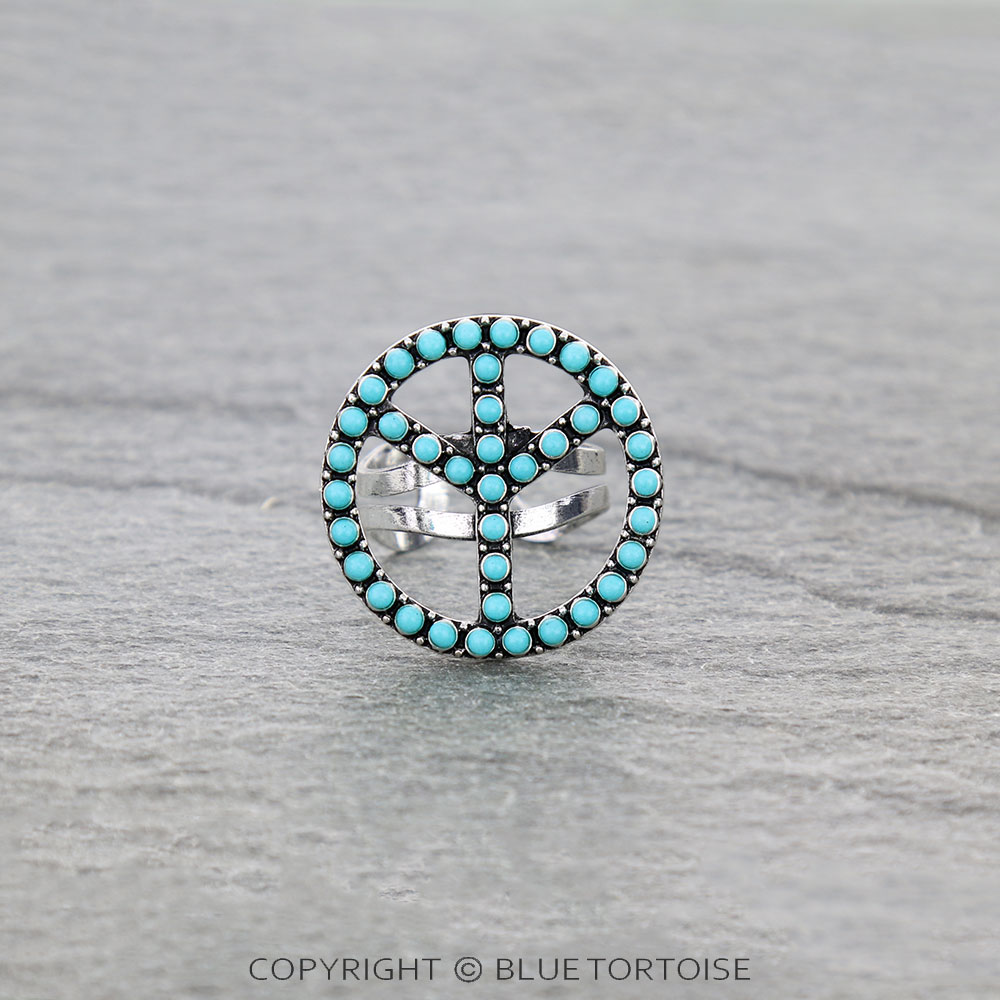 Western Small Peace Sign Cuff Ring