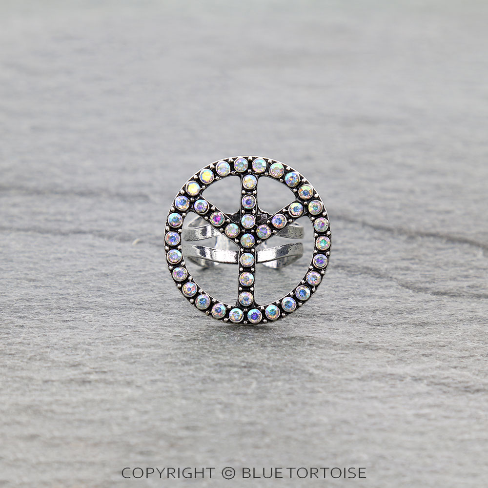 Western Small Peace Sign Cuff Ring