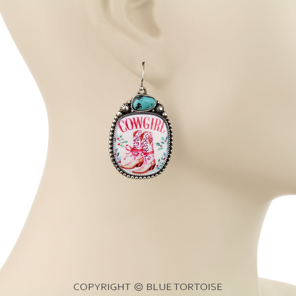 Christmas Boot Print Dangle Earrings - Image 2