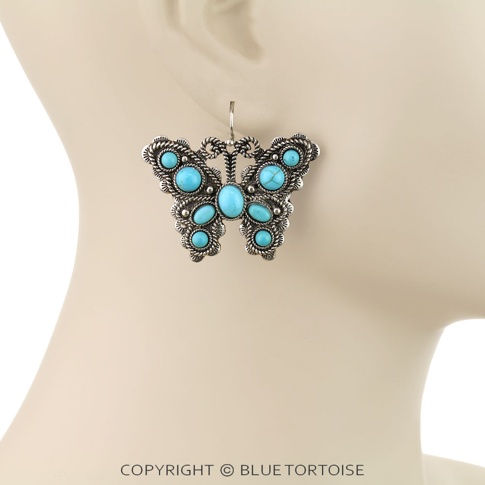 Western Butterfly Stone Earrings - Image 2