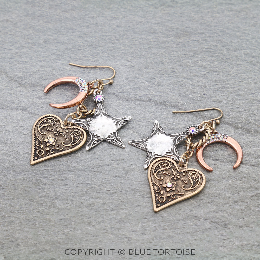 Western Heart Dangle Earrings