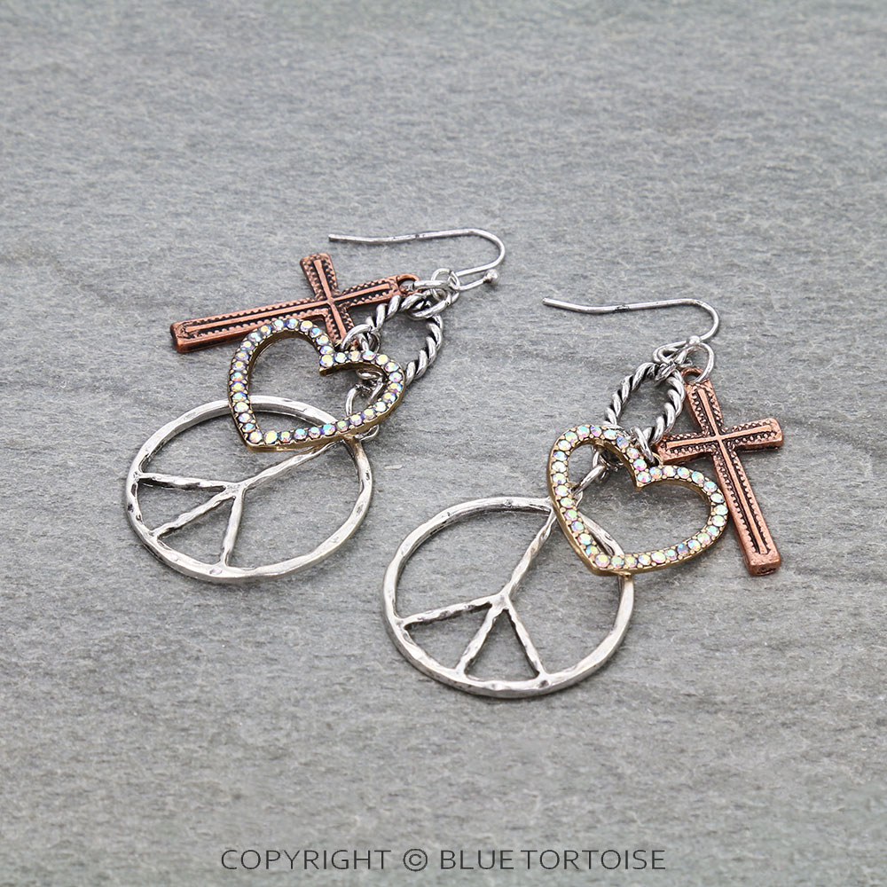 Western Peace Sign Dangle Earrings