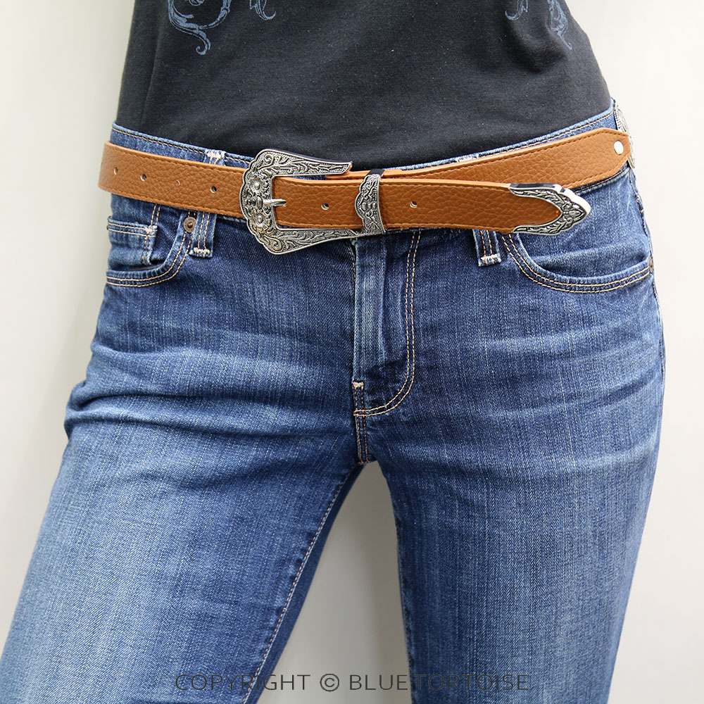Western Floral Vine Swirl Concho Link Belt - Image 2