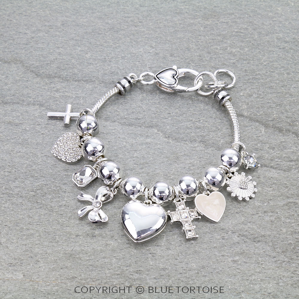 Heart Multi Charm Link Bracelet