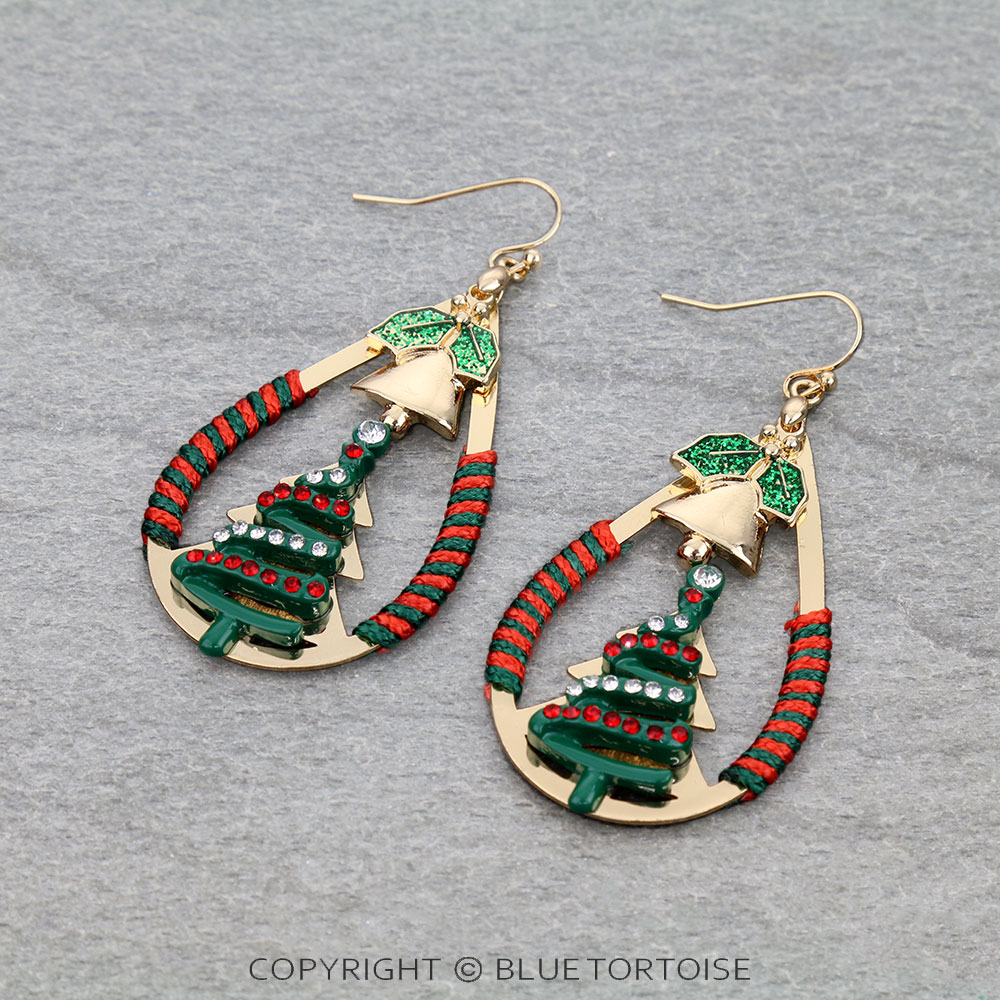 Christmas Tree Teardrop Dangle Earrings