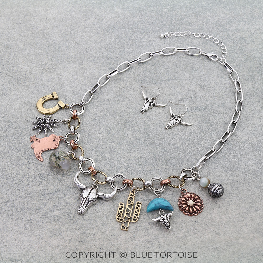 Western Theme Charm Necklace Set