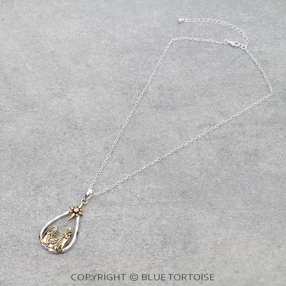 Nativity Cutout Pendant Necklace