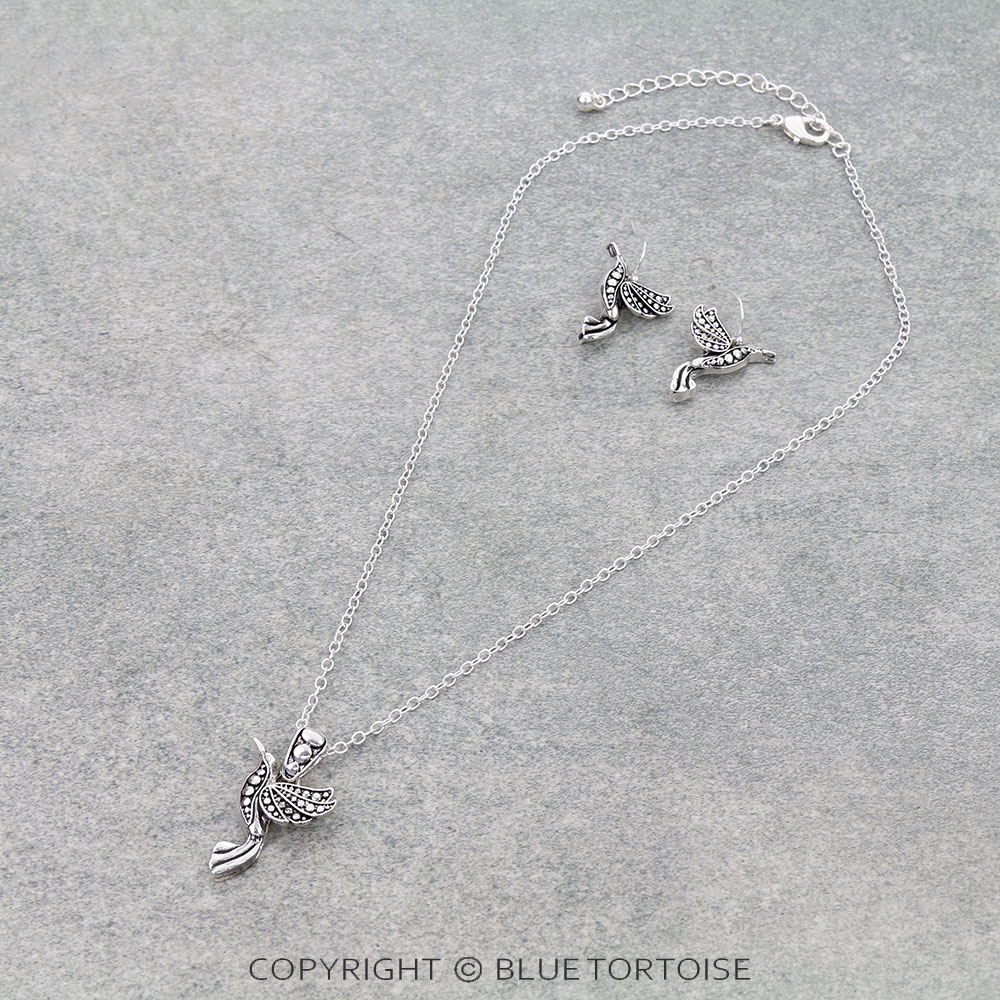 Hammered TXR Hummingbird Necklace Set
