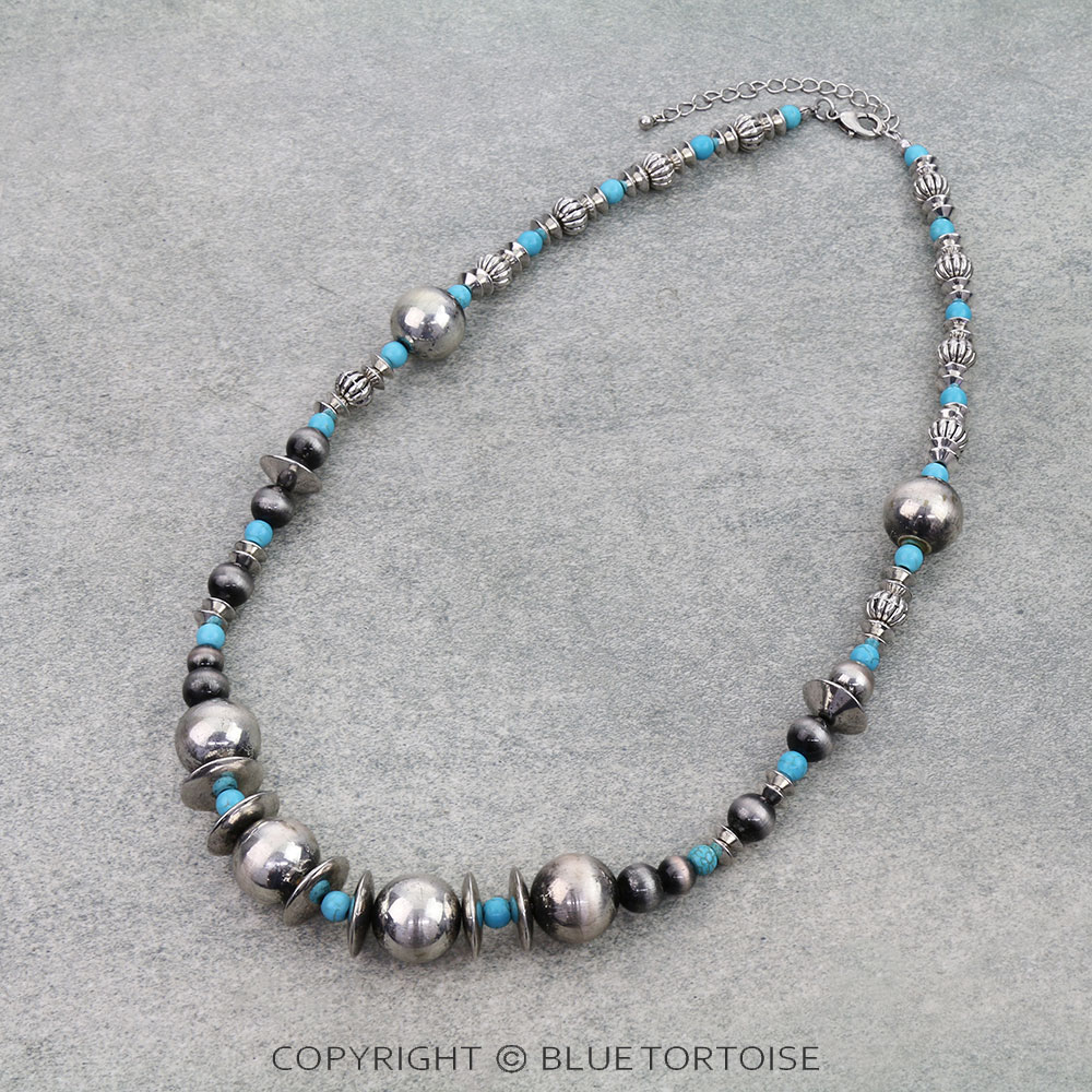 Navajo Style Pearl w/ Bead Necklace