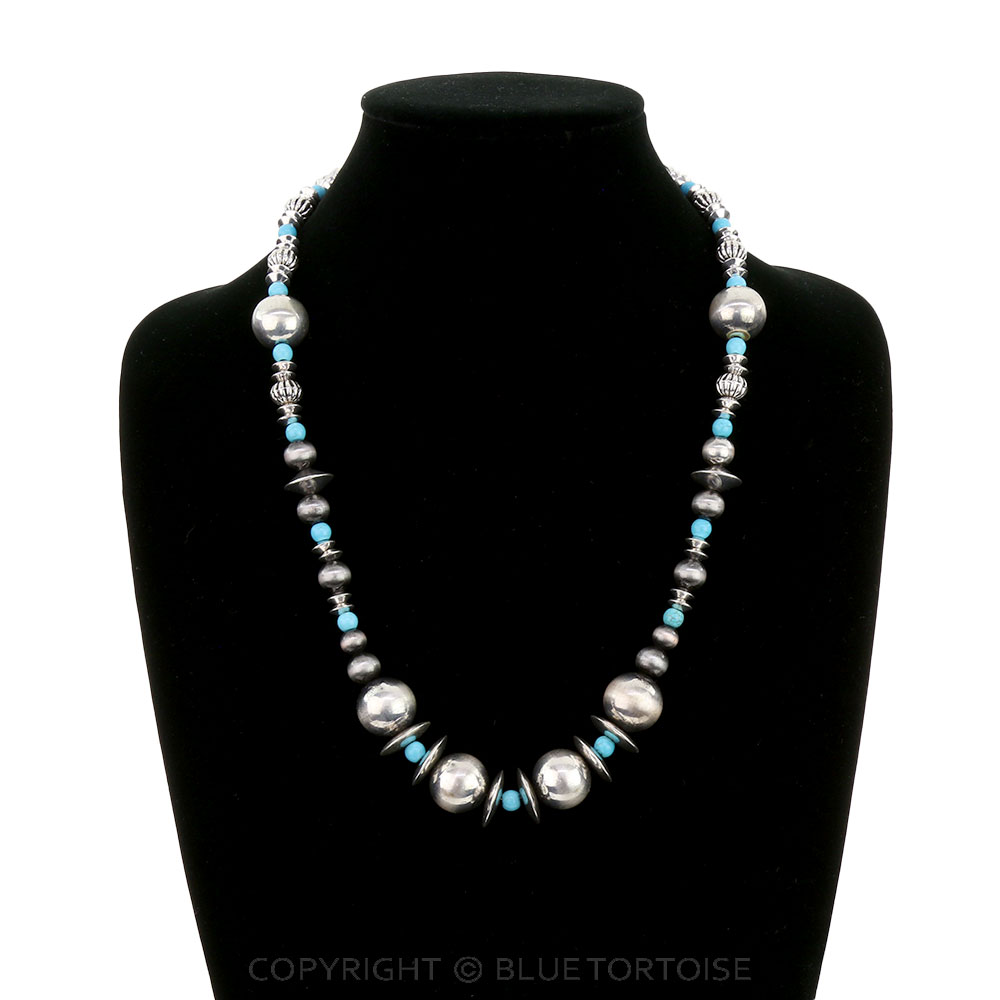 Navajo Style Pearl w/ Bead Necklace - Image 2
