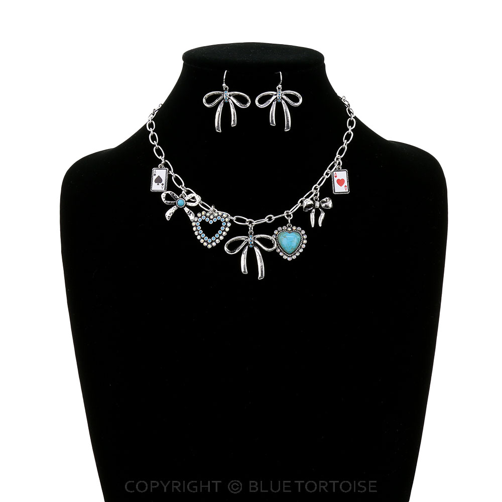 Western Bow Multi Charm Necklace Set - Image 2