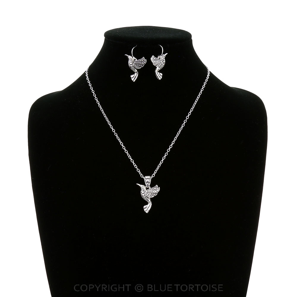 Hammered TXR Hummingbird Necklace Set - Image 2