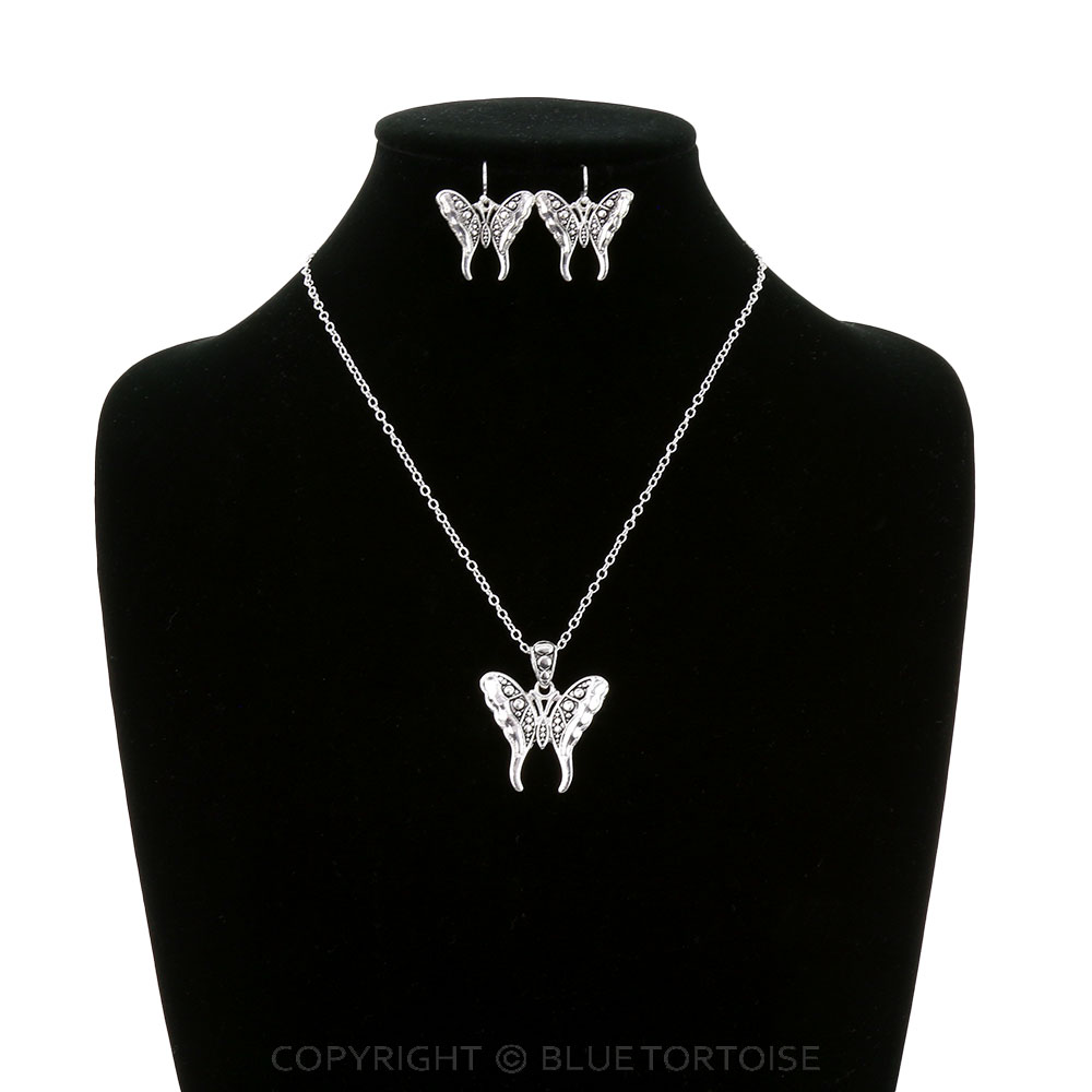 Hammered TXR Butterfly Necklace Set - Image 2