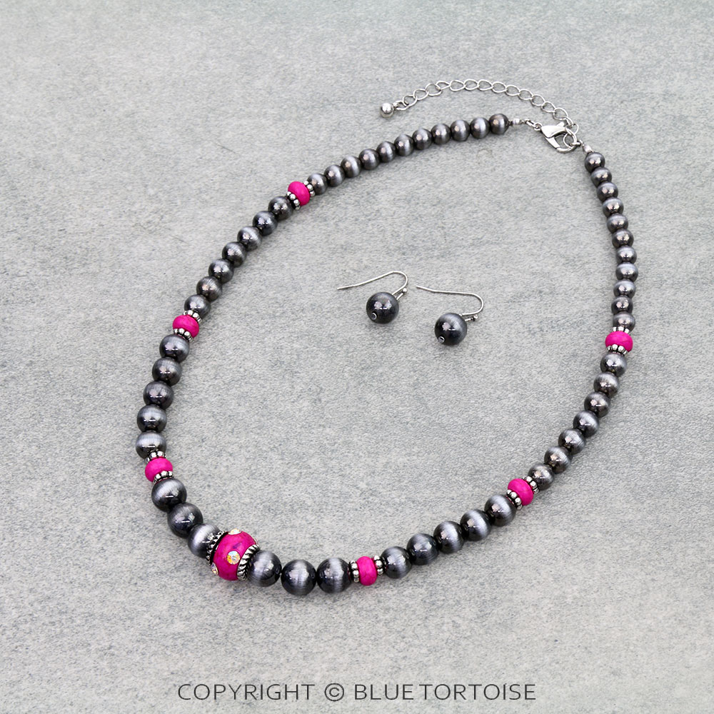 Navajo Style Pearl & Stone Necklace Set