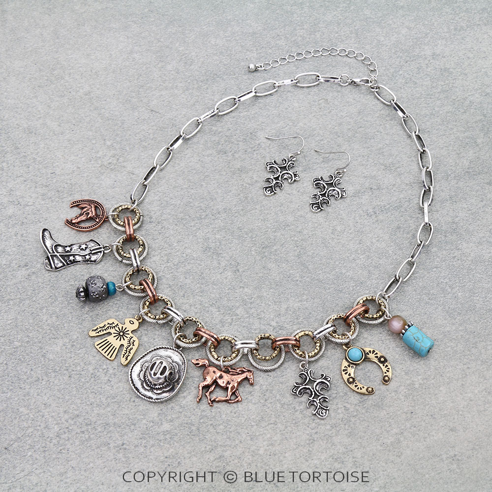 Western Style Charm Necklace Set