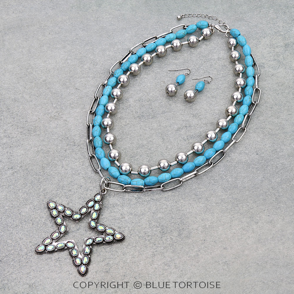 3 Layered Star Pendant Necklace Set