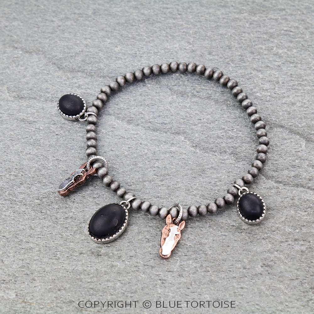 Western Horse Charm Stretch Bracelet