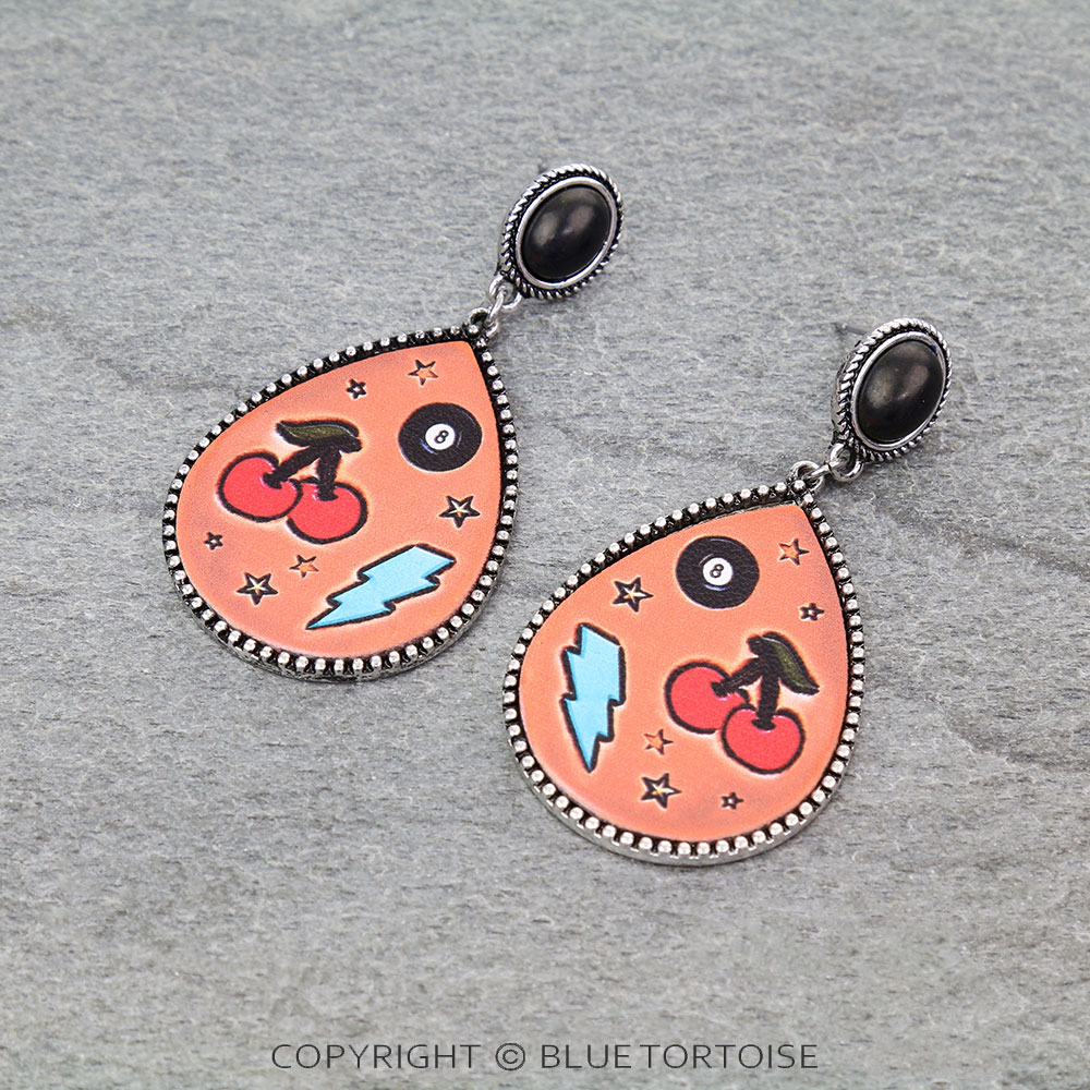 Western Thunder Printed Leather Stud Earrings