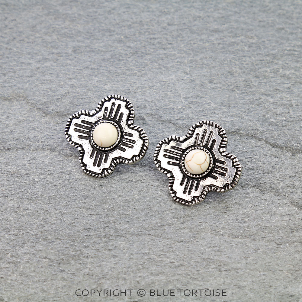 Western Zia Sun Symbol Stud Earrings