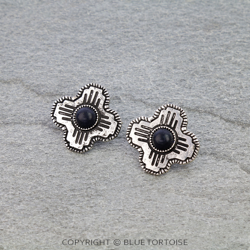 Western Zia Sun Symbol Stud Earrings