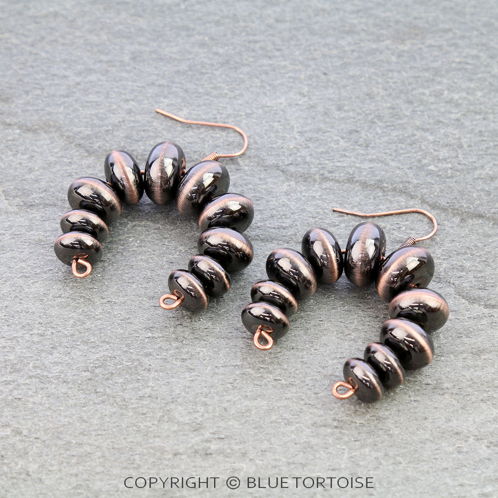 Navajo Style Pearl Squash Blossom Dangle Earrings
