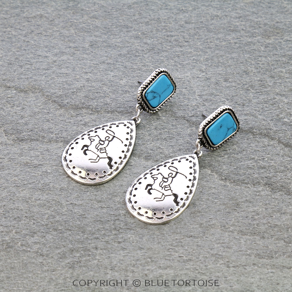 Western Rodeo Engraving Stud Earrings