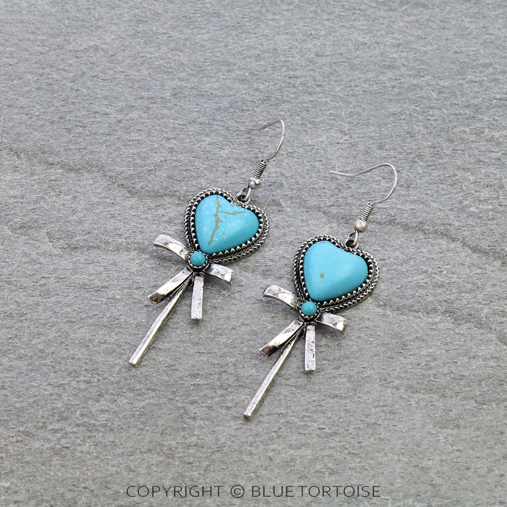 Western Heart Stone Candy Dangle Earrings