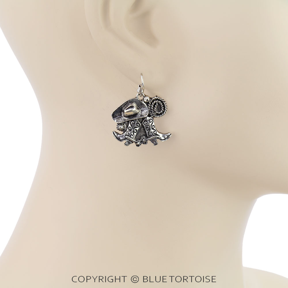 Western Cowboy Boots Dangle Earrings - Image 2