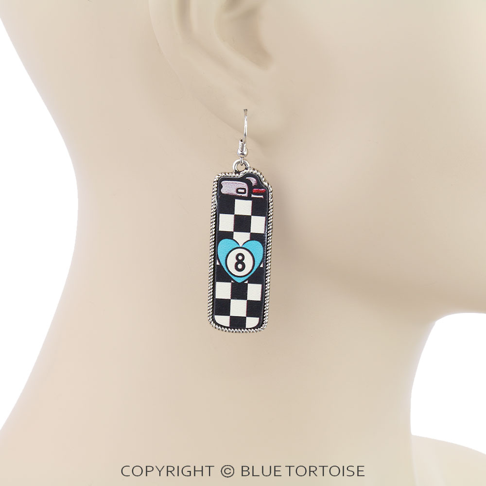 Western Lighter Printed Leather Dangle Earrings - Image 2
