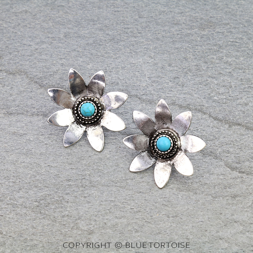 Western Flower Stone Stud Earrings