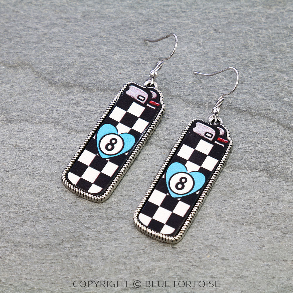 Western Lighter Printed Leather Dangle Earrings