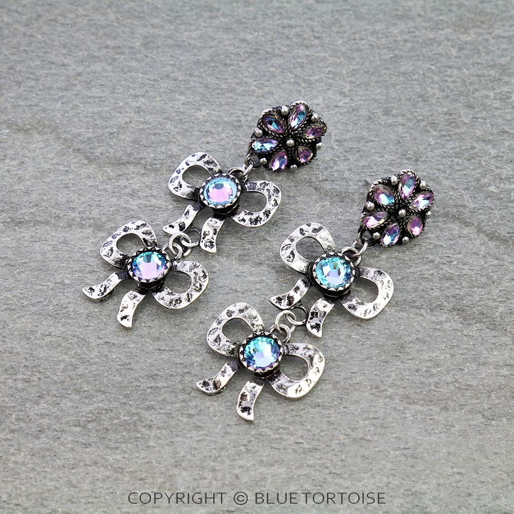 Western Bow Drop Concho Stud Earrings