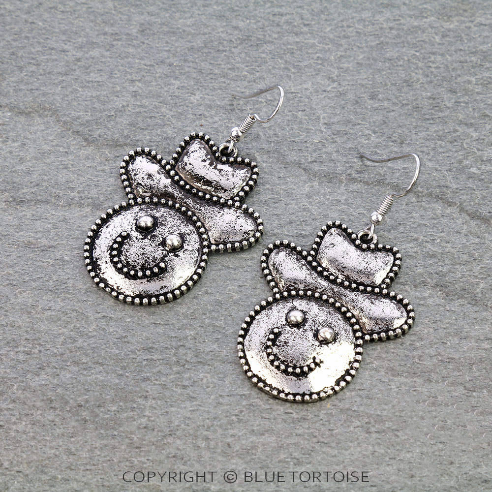 Western Smile Cowboy Dangle Earrings