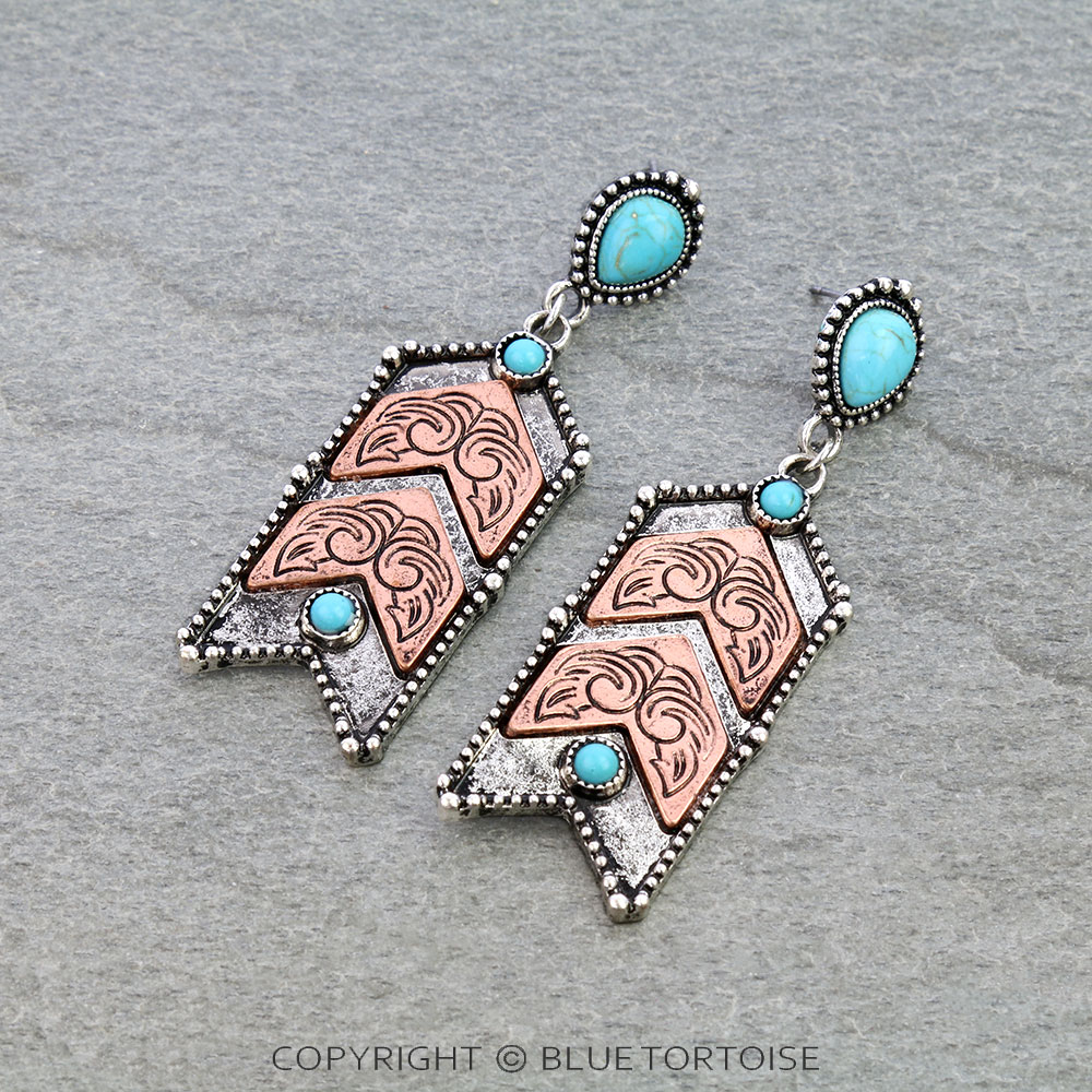 Western Filigree TXR Arrow Stud Earrings