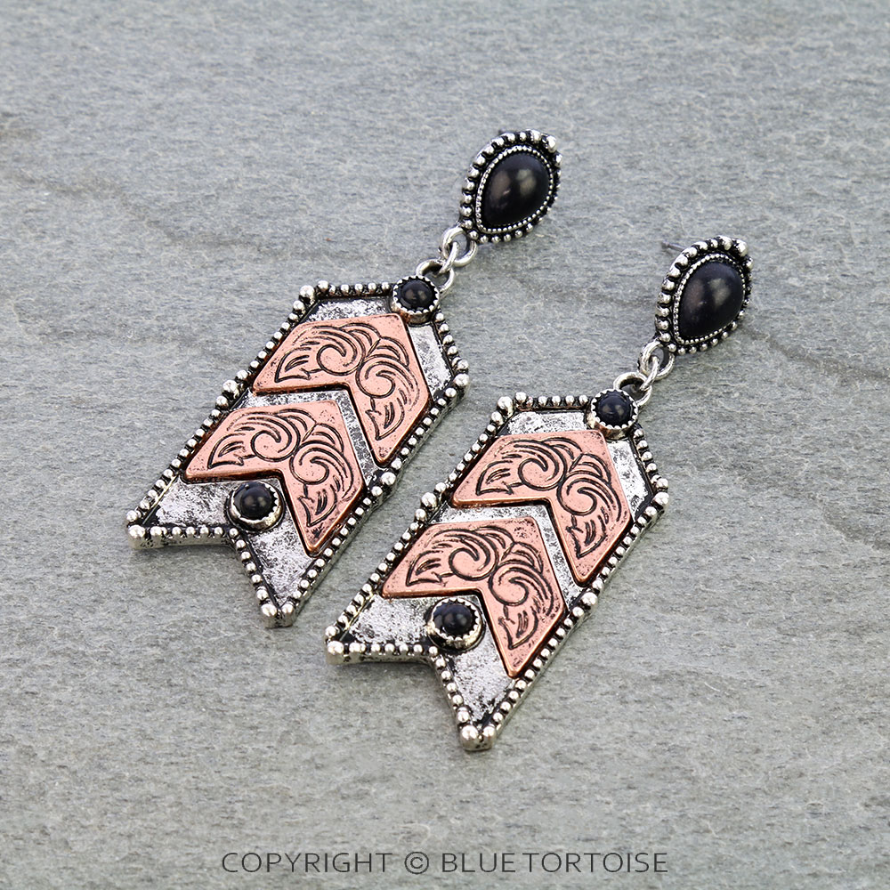 Western Filigree TXR Arrow Stud Earrings