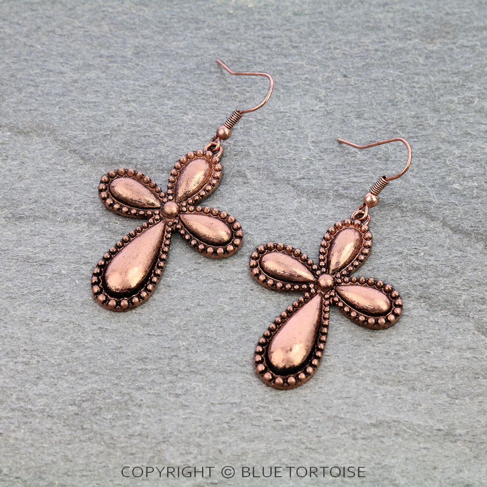 Western 3D TXR Cross Dangle Earrings