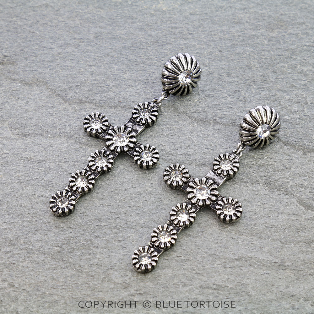 Western Concho TXR Cross Stud Earrings