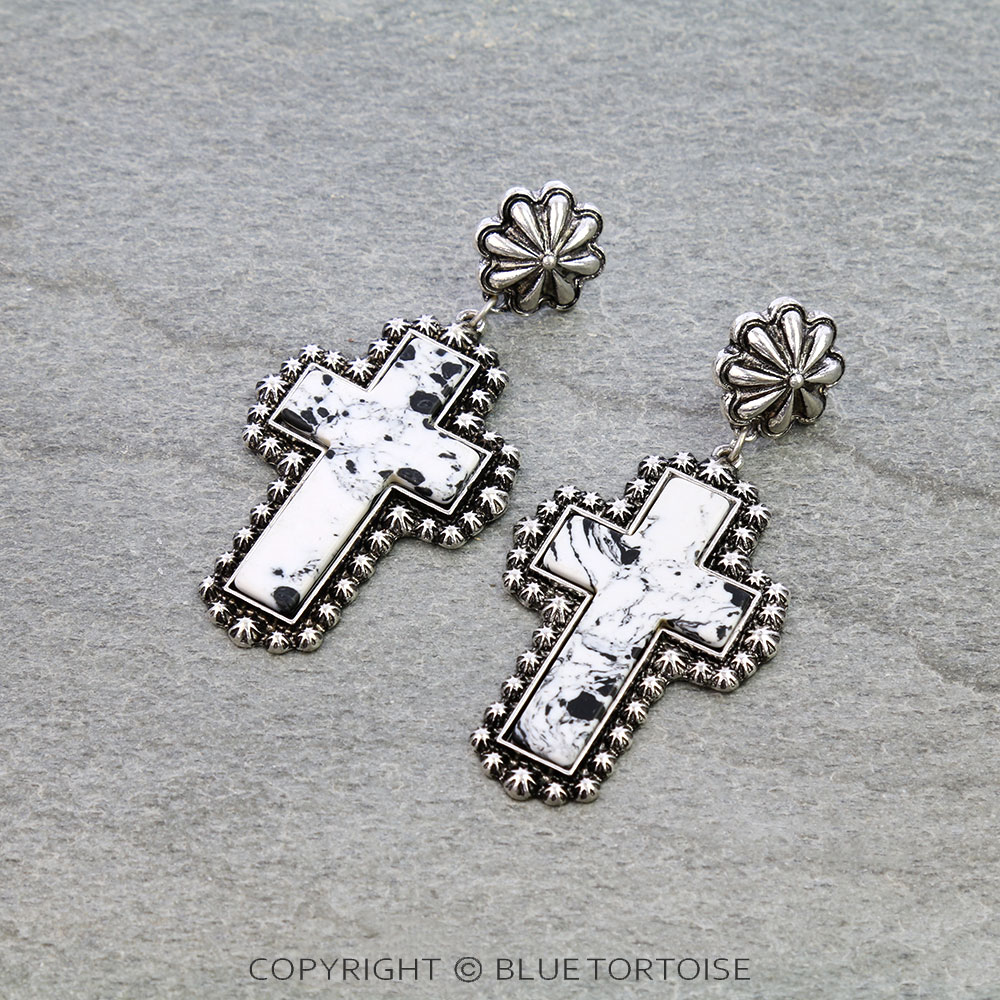 Western Concho TXR Cross Stud Earrings