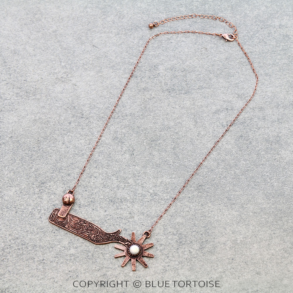 Western Cowboy Boot Spur Pendant Necklace