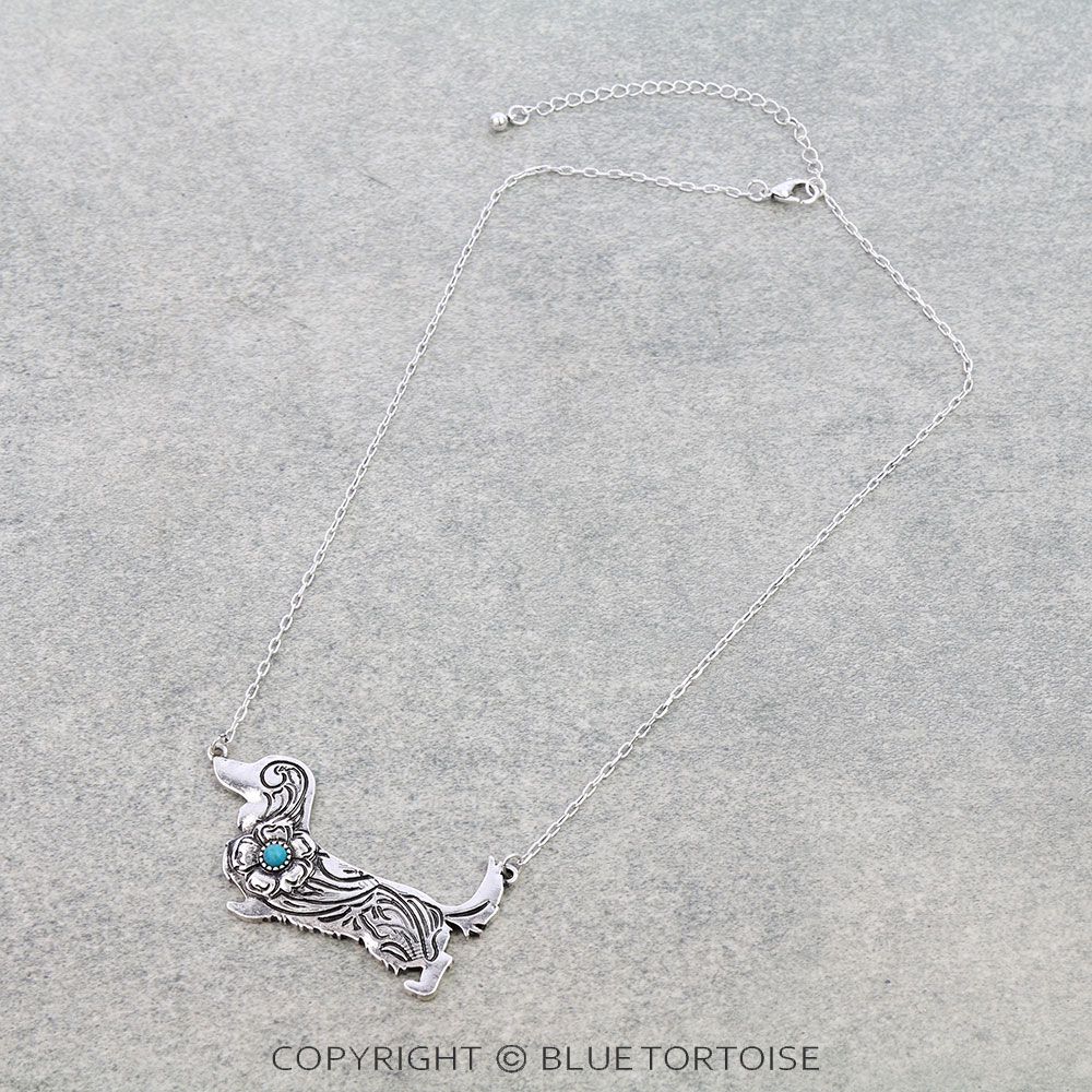 Filigree Dachshund Pendant Necklace