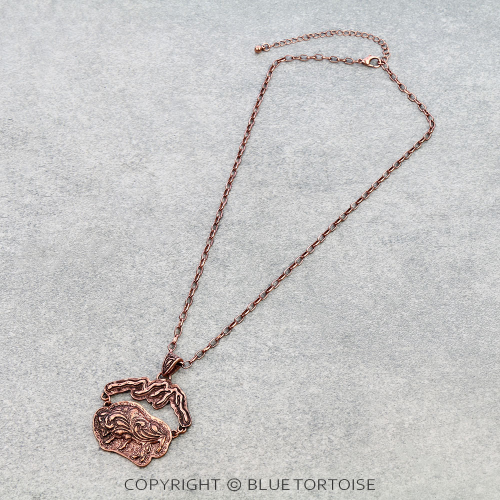 Western Mountain Buffalo Pendant Necklace